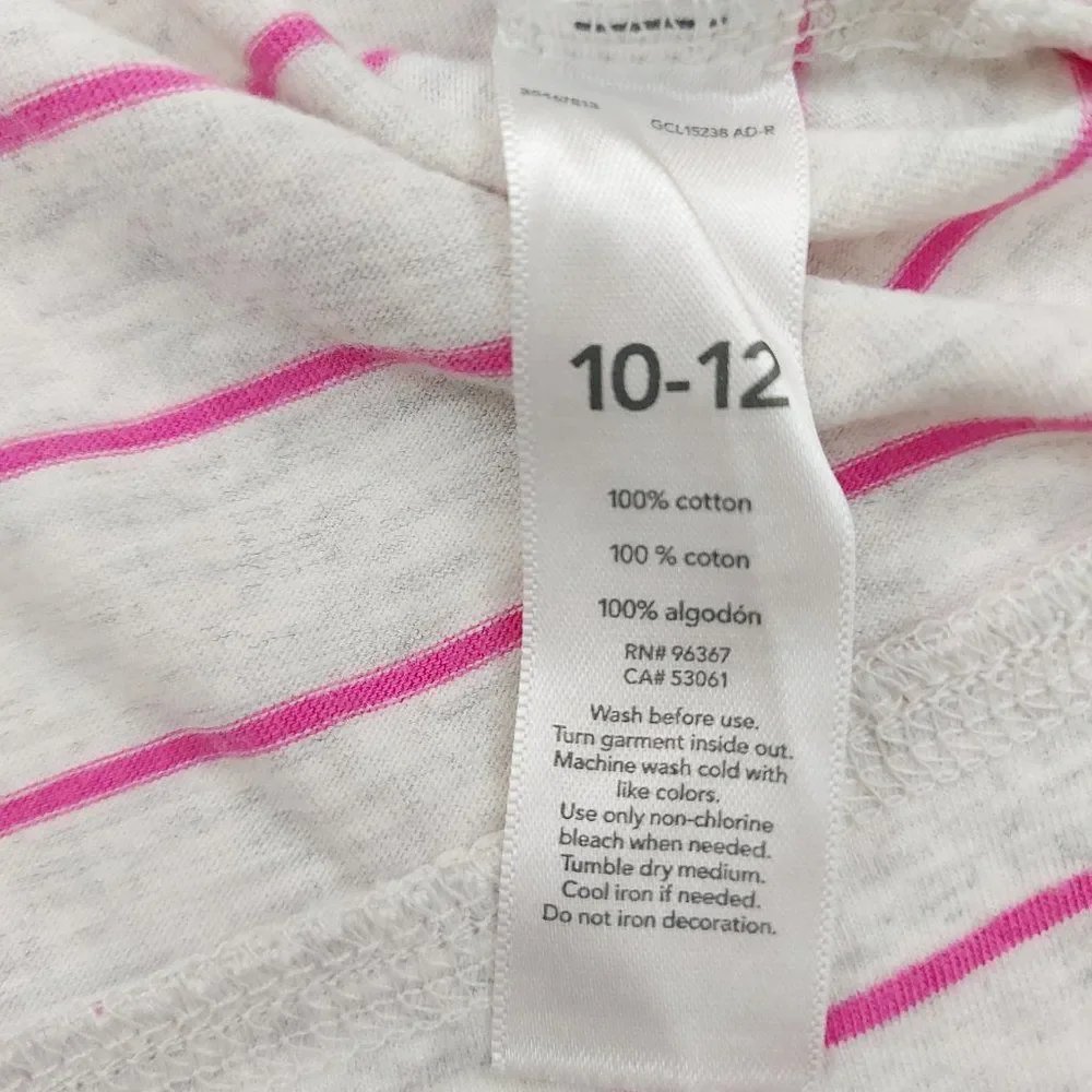 OshKosh B'gosh Girls Tee 10/12 Long Sleeve Striped 100% Cotton